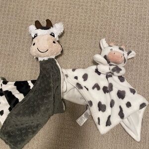 Set of 2 Cow Print Baby Security Blanket Lovey